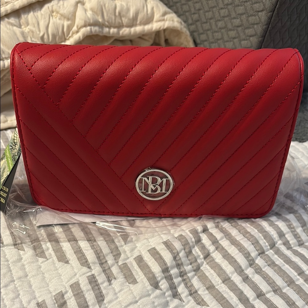 Badgley Mischka Red Quilted Clutch